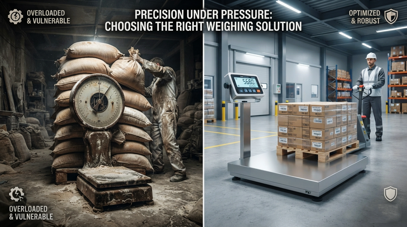 Visual warning concept highlighting overload and environmental damage to weighing scales in Pakistan.