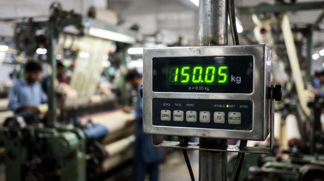 Digital indicator illustrating scale capacity vs readability vs accuracy display step