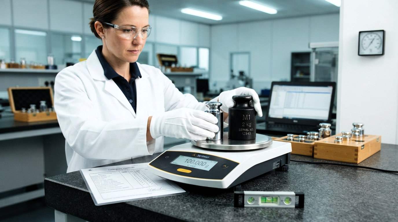 Precision calibration testing for scale capacity vs readability vs accuracy verification